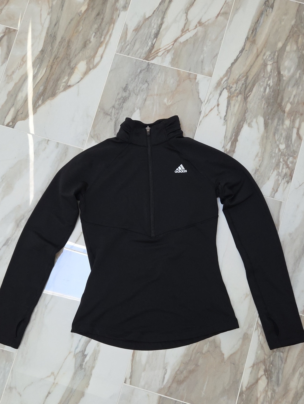adidas Black Women's Quarter-Zip Long Sleeve Running Top